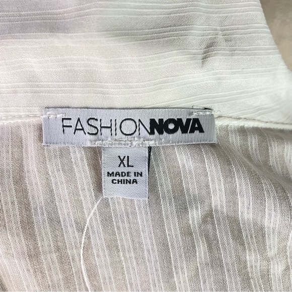 Fashion Nova Crop Top XL Relaxed Fit Long Sleeve Blouse Shirt Casual Minimalist - Picture 10 of 10